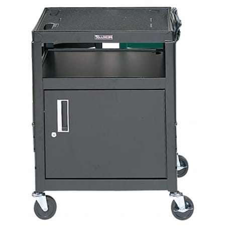 Luxor Adjustable-Height Steel Multi-Media Cart with Cabinet LU330613